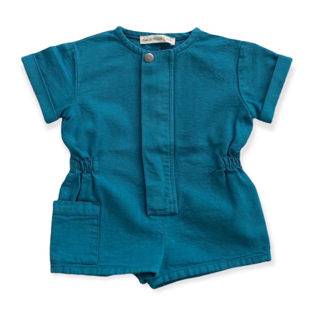 Fin & Vince Girls Short Denim Romper Jumper Painter 8-9 Years NWT